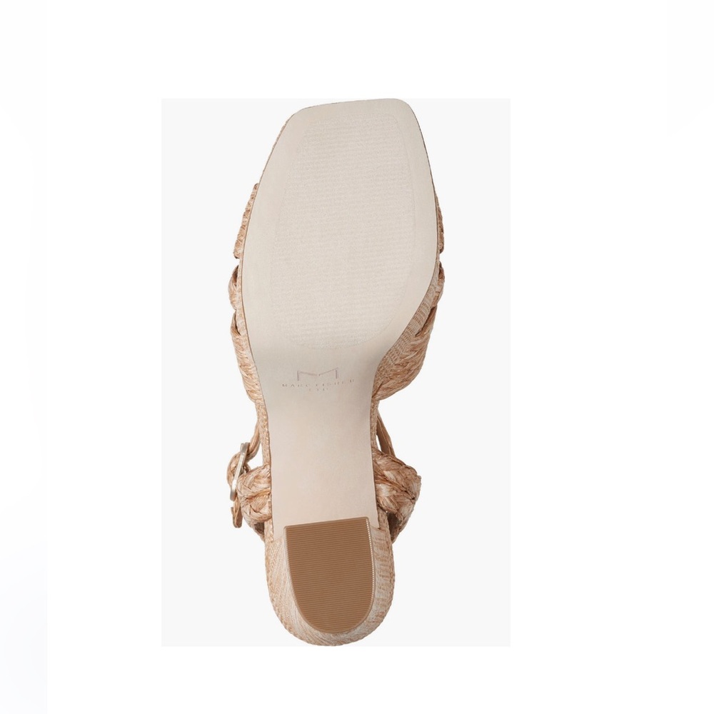Marc Fisher LTD Chela Platform Raffia Sandals Medium Natural Tan Women’s Size 11 - Picture 12 of 14